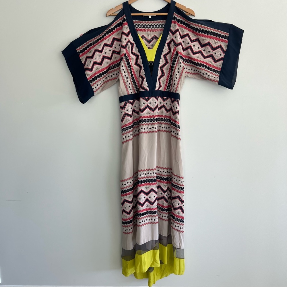 ♦️SOLD♦️BCBGMaxAzria Runway The Kalina Multicolor Eyelet Embroidered Maxi Dress - Picture 3 of 16